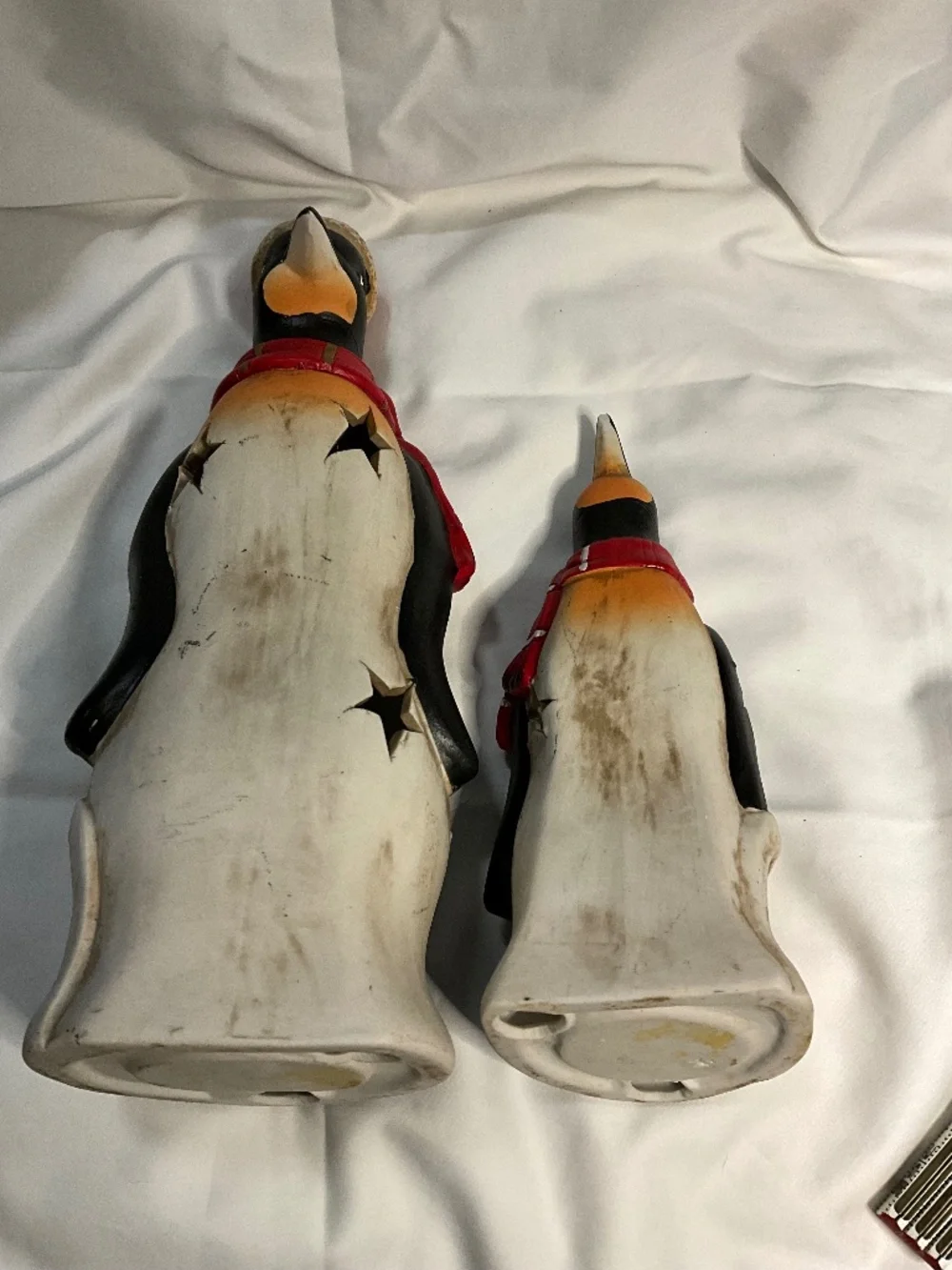 Vintage-Style Ceramic Penguin Holiday Luminary Figurines - Set of 2